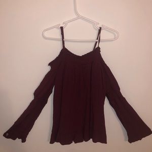 maroon off the shoulder top